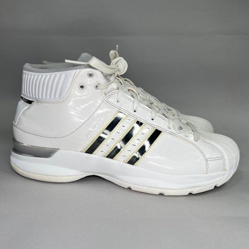 Adidas Pro Model Shoes Men's Size 10 White Mid Retro‎ Basketball Sneakers